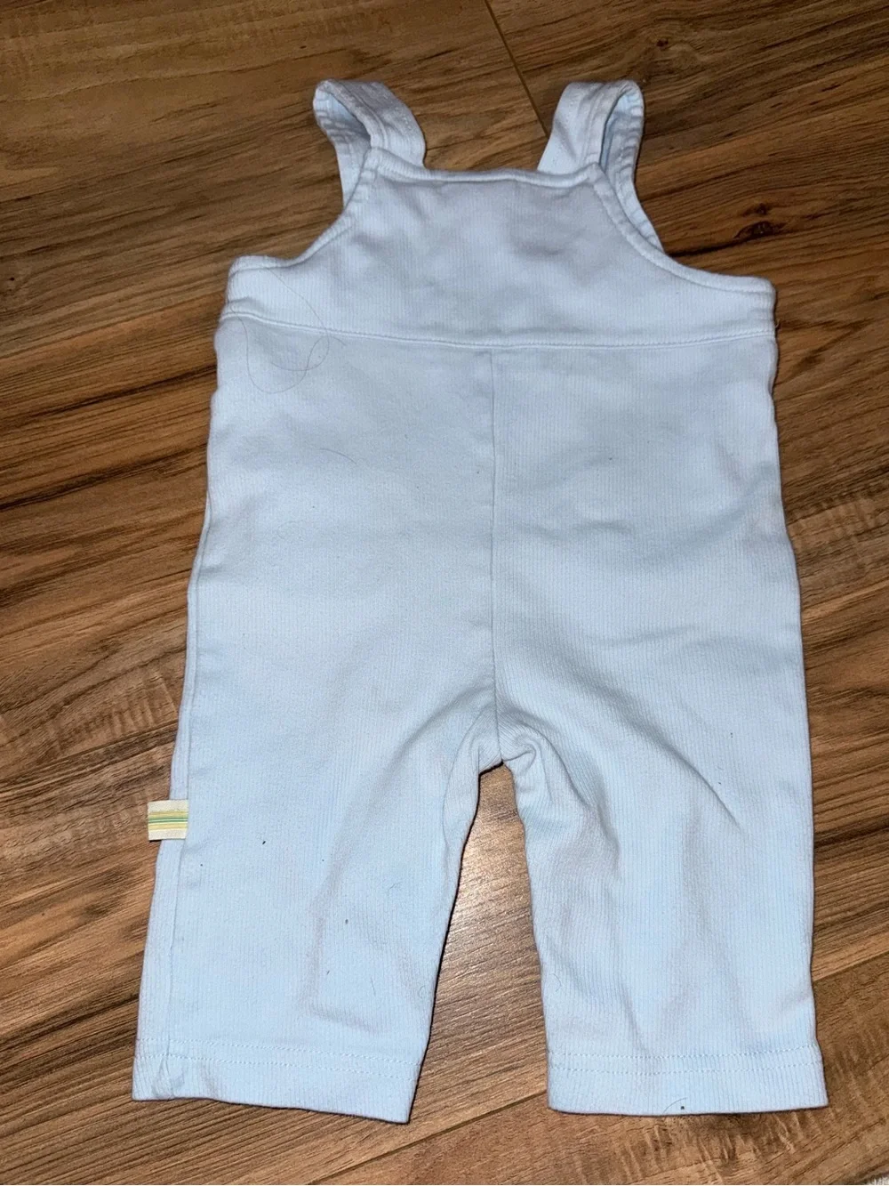 Vintage Disney Baby Classic Pooh My First Wagon Blue Romper Overalls 6M